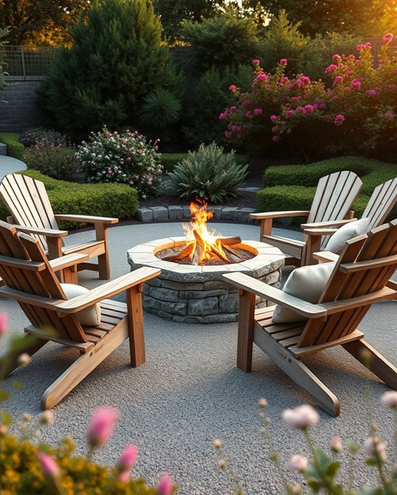 adirondack chairs by firepit
