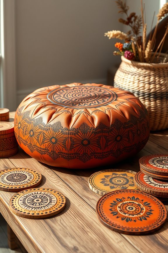 artisan leather decor accents