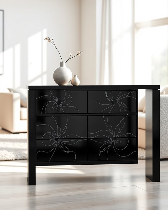 artistic black console drawers