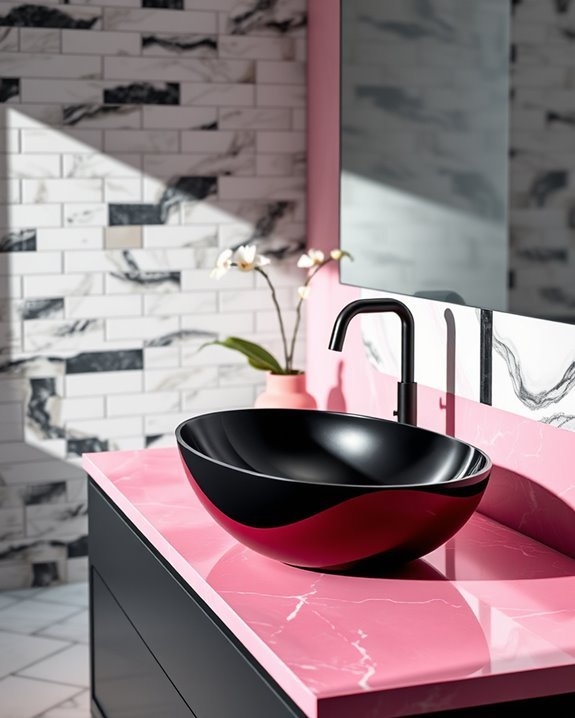 artistic black pink sinks