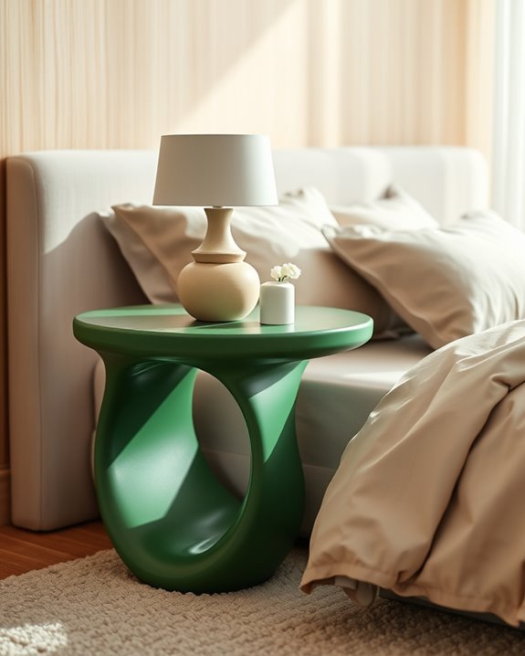 artistic green bedside table