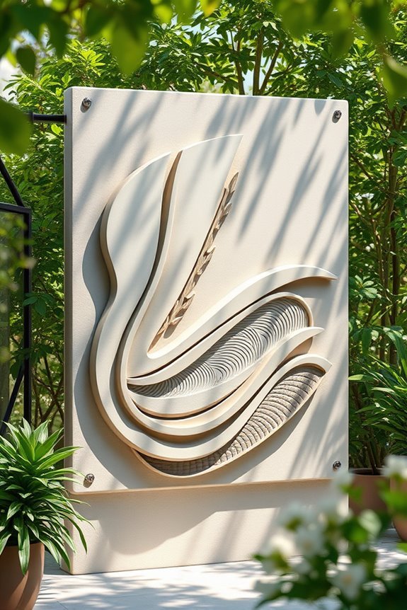 artistic outdoor wall sculpture
