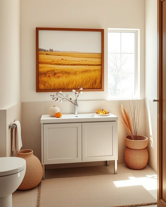 autumn themed bathroom decor