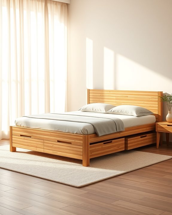 bamboo bed frame storage elegance