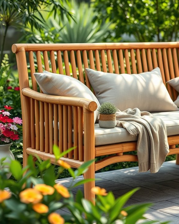 bamboo benches for outdoor elegance