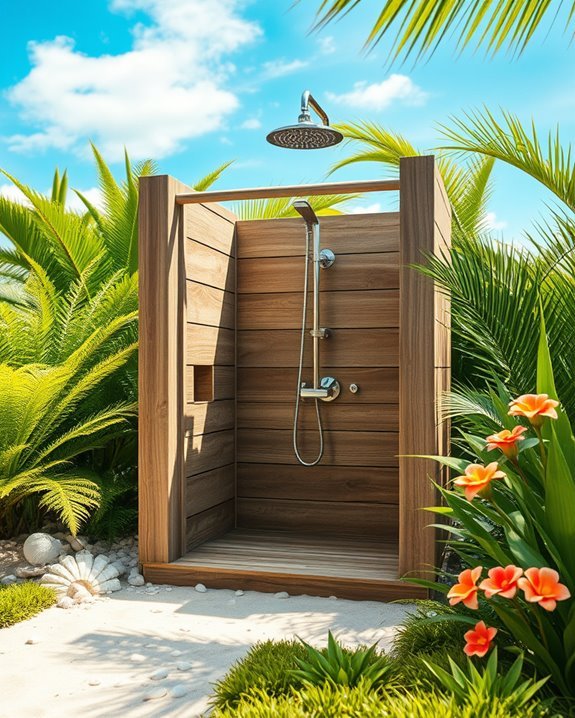 beach themed outdoor shower decor