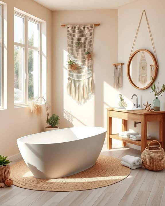 beachy boho bathroom decor