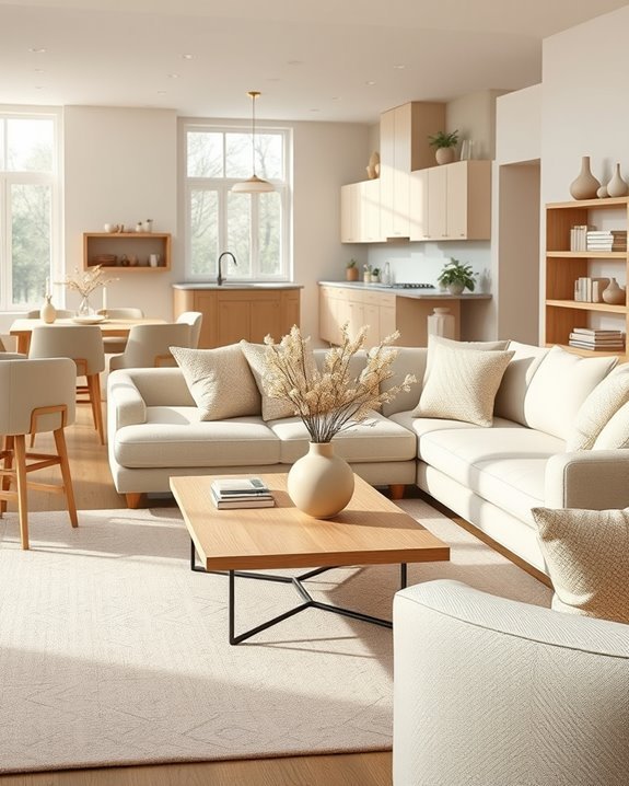 beige unifies open spaces