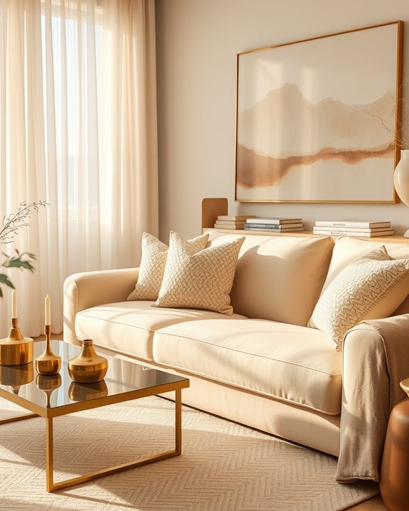 beige with metallic accents