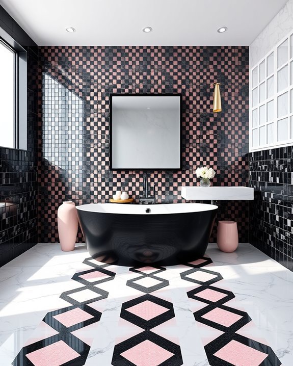 black and pink mosaics
