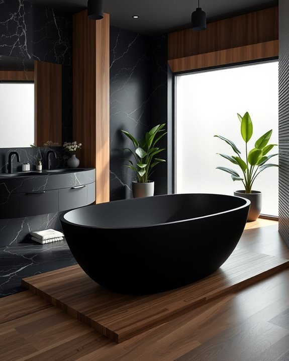 black and wood contrast