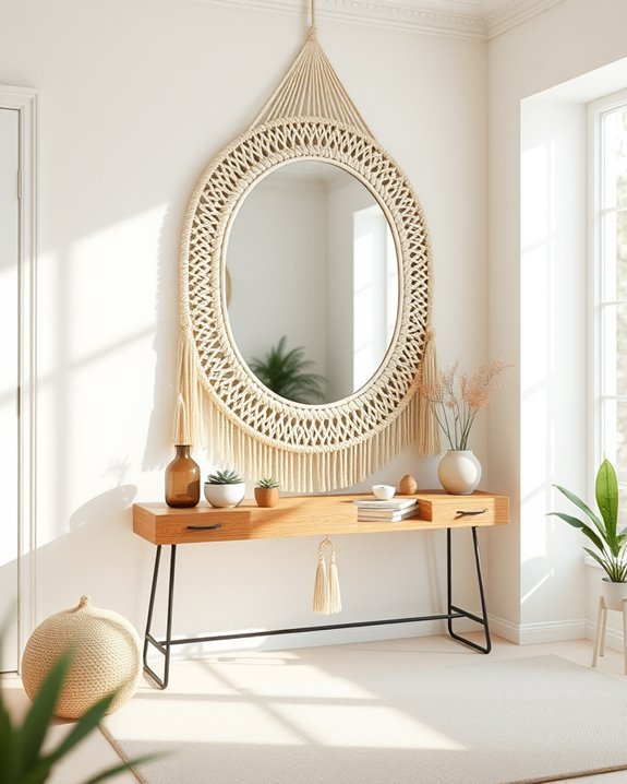 bohemian macram mirror decor