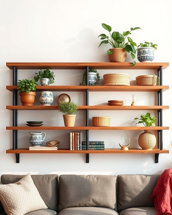 bohemian open shelving style