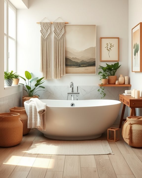 boho artwork bathroom transformation