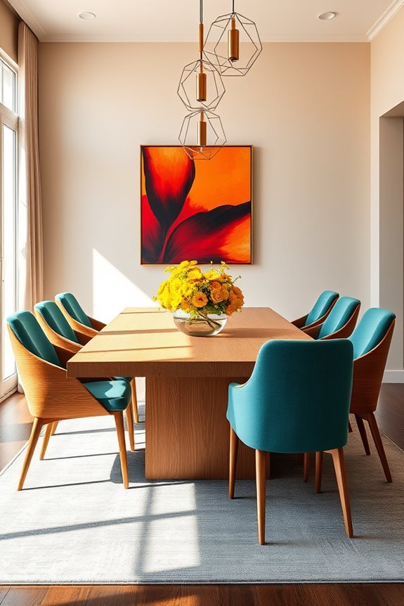 bold accents enhance dining