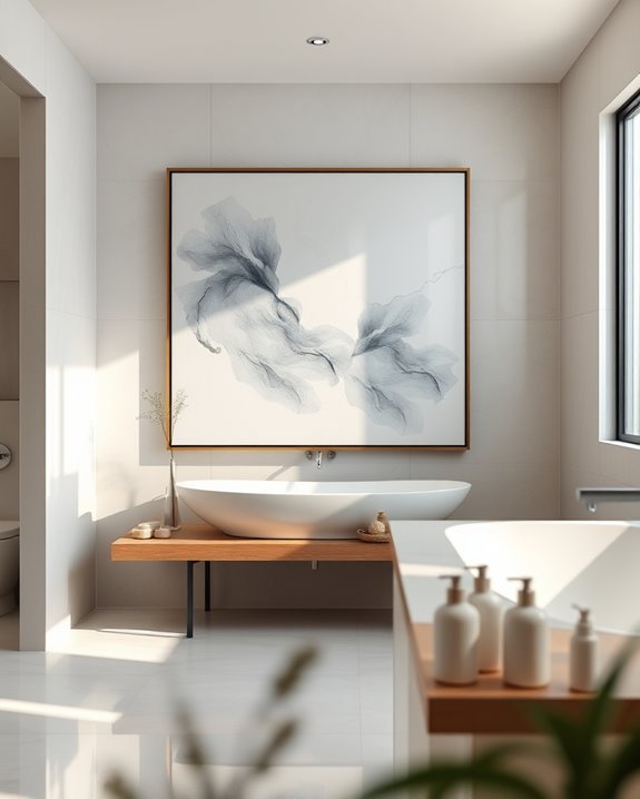 bold art enhances bathrooms