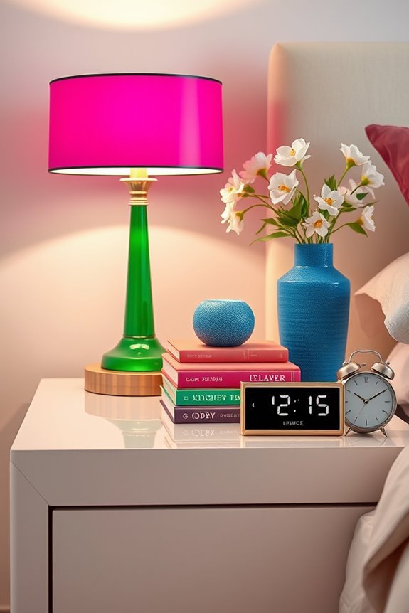 bold bedside table decor