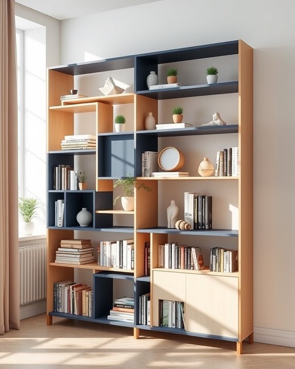 bold bi color bookshelf design