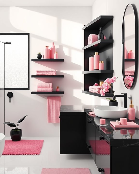 bold black shelves pink accents