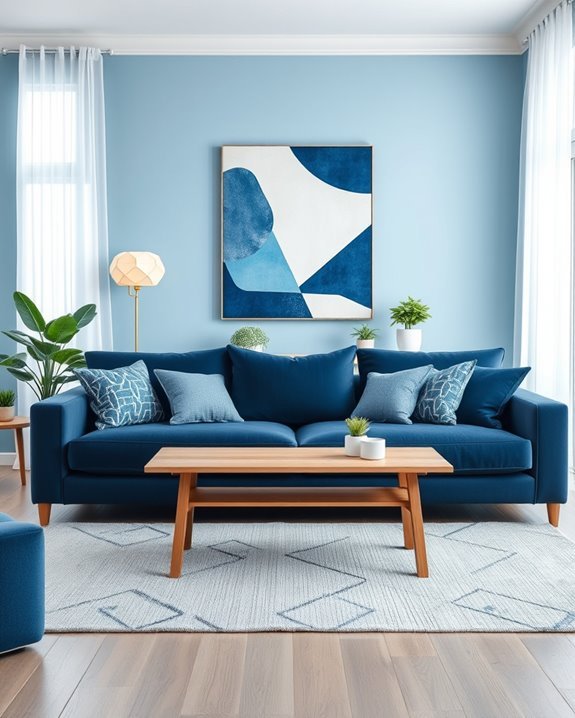 bold blue geometric decor