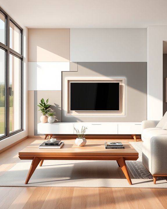 bold color blocked tv walls