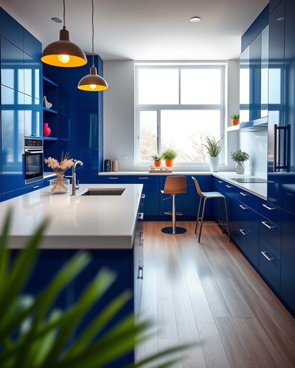 bold indigo urban kitchen