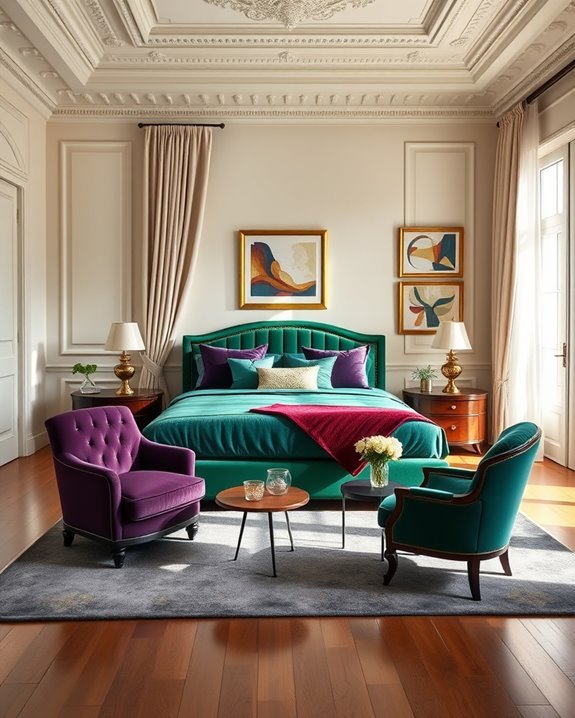 bold jewel tone accents