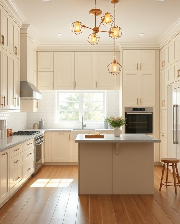 bold lighting cream cabinets