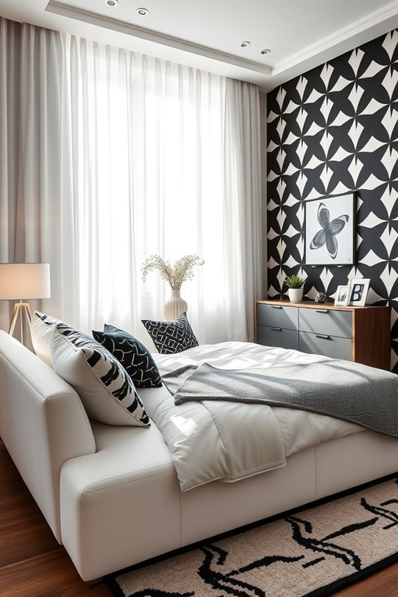 bold monochrome bedroom design