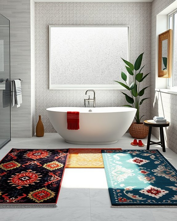 bold patterned bathroom rugs