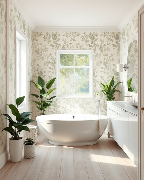 bold wallpaper transforms bathrooms