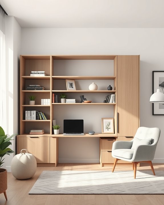 bookshelves with integrated desks