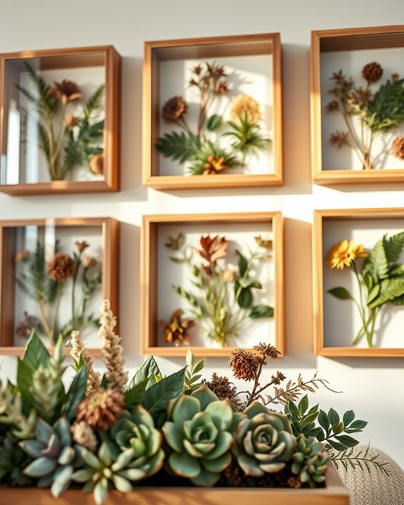 botanical art shadow boxes