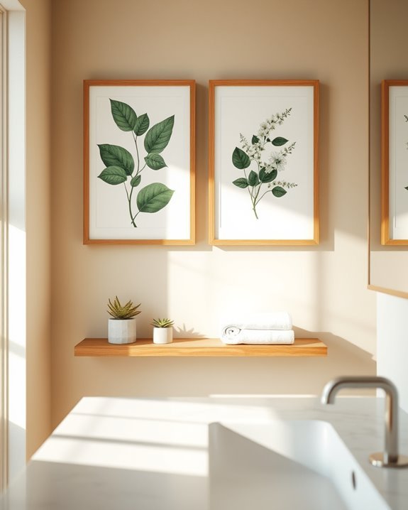 botanical prints enhance bathrooms