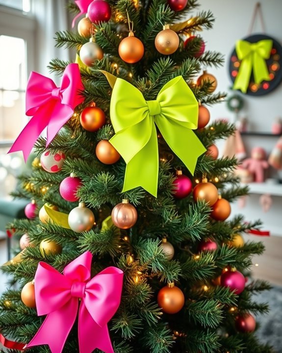 bright neon holiday bow