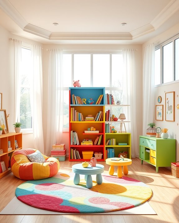 brightly colored creative shelving
