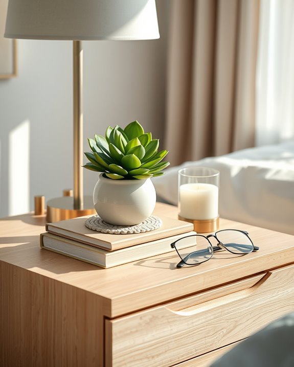 calm low maintenance bedside greenery