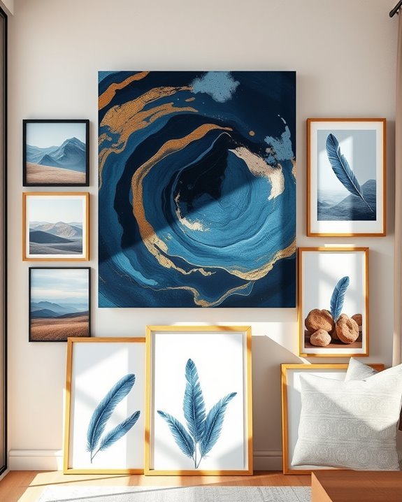 calming blue brown decor