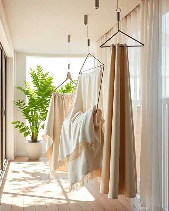 ceiling mounted clothing organization solution