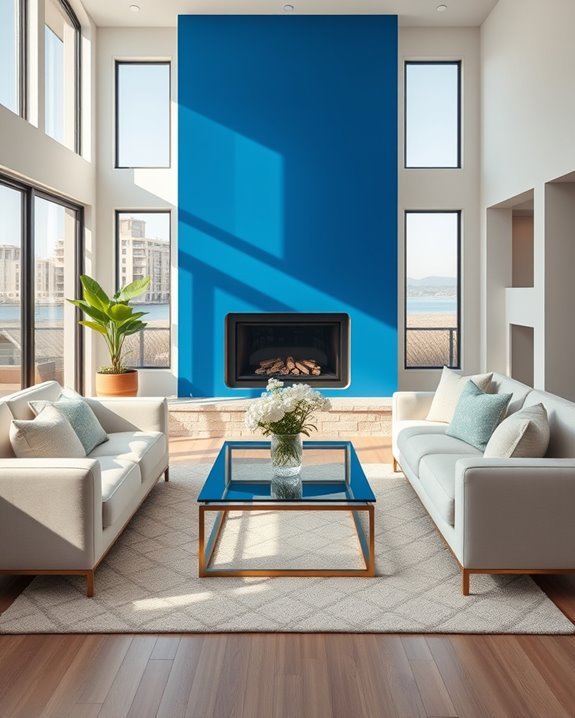cerulean blue fireplace elegance