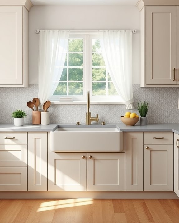 charming cream grey farmhouse sink
