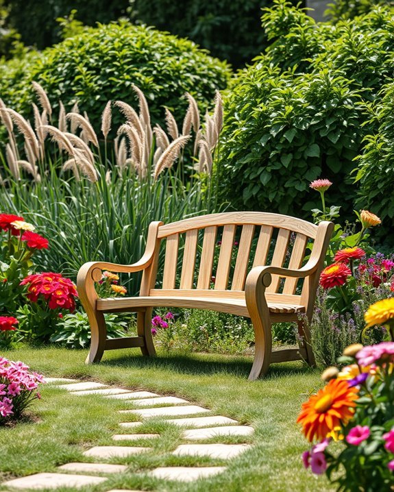 charming garden bench placement