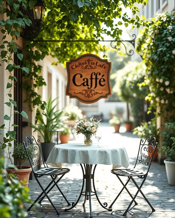 charming outdoor caf signage