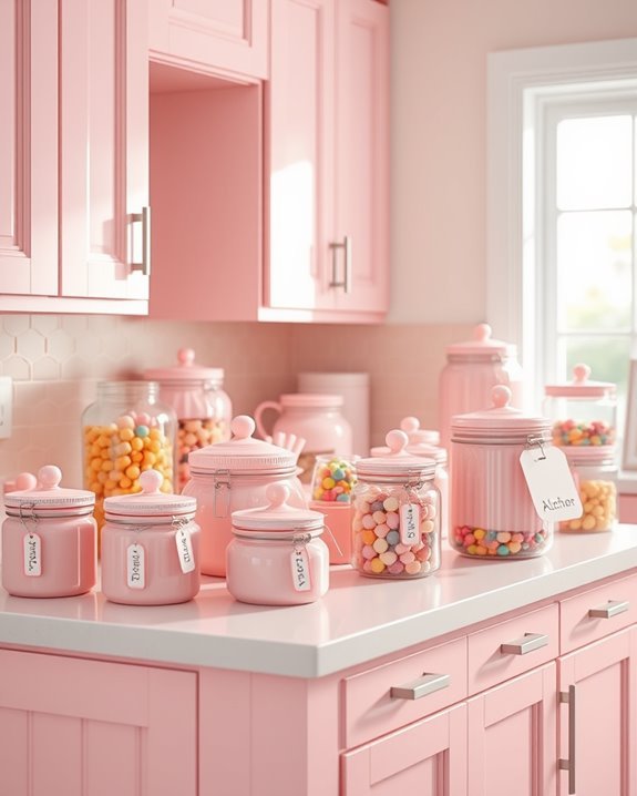charming pink storage jars