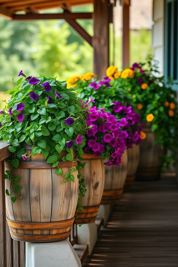 charming rustic barrel planters