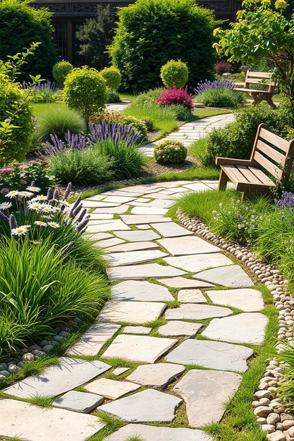 charming stone pathways illuminated