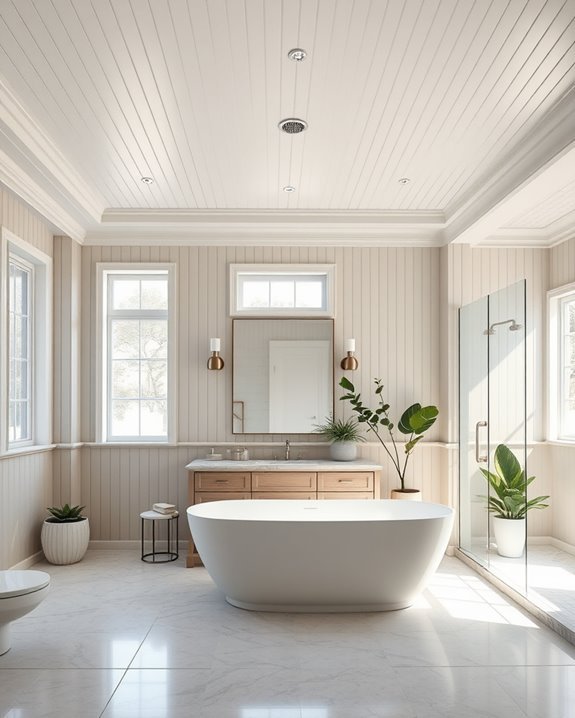 charming textured bathroom paneling