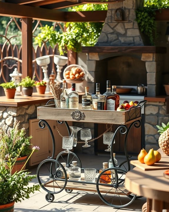 charming vintage bar cart