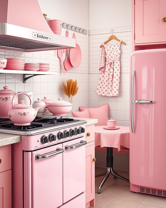 charming vintage pink kitchenware