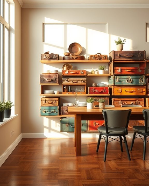 charming vintage suitcase displays